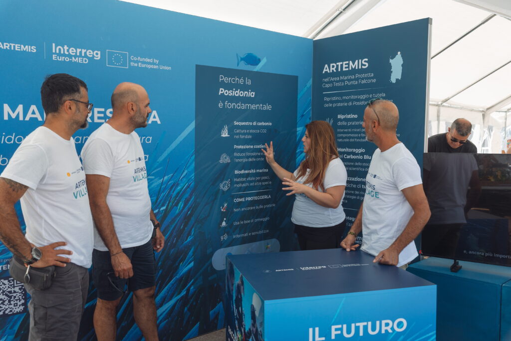 People learning benefits of Posidonia oceanica at the ARTEMIS Village in Santa Teresa Gallura